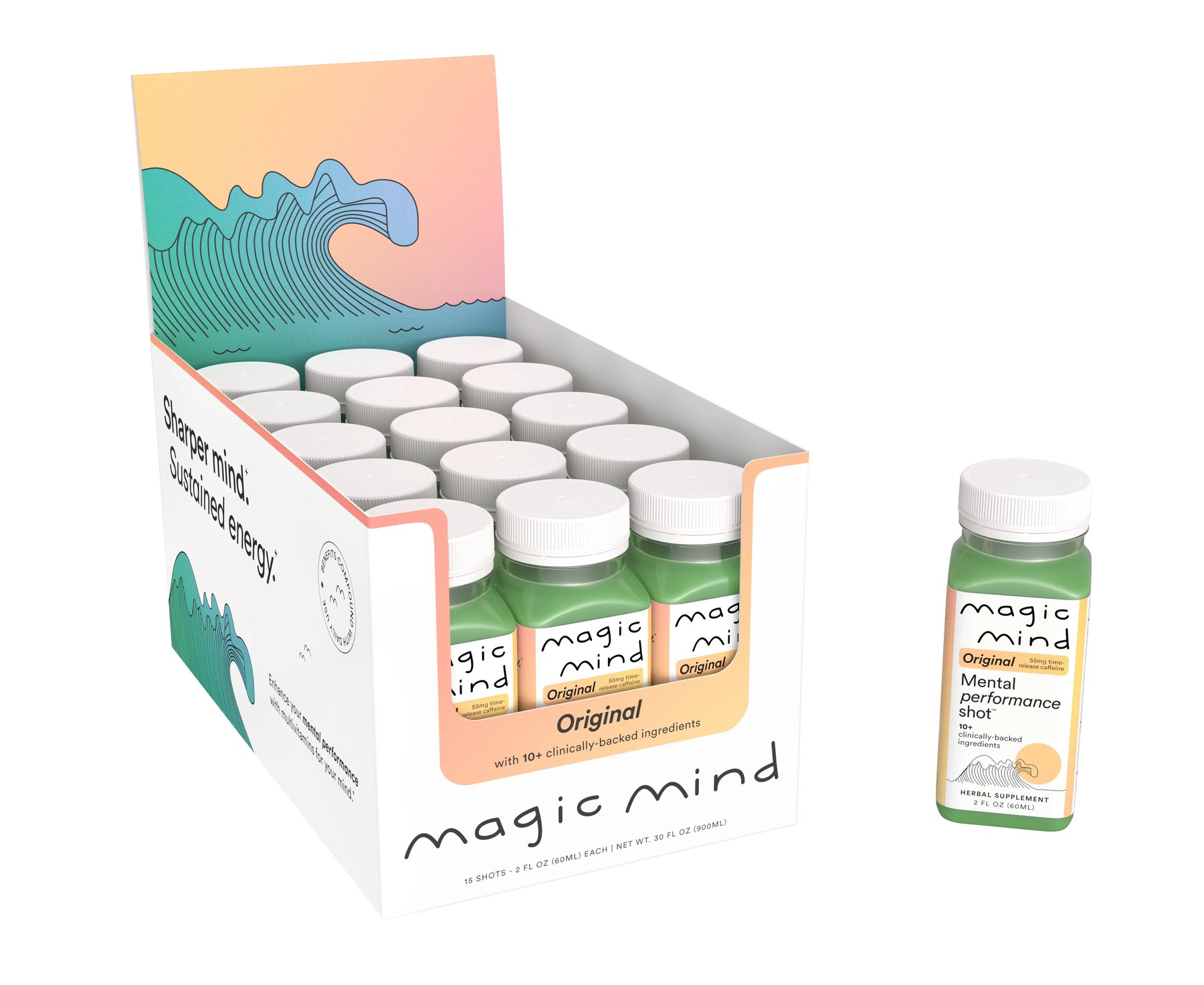 Magic Mind Original bottles in a box with one beside.