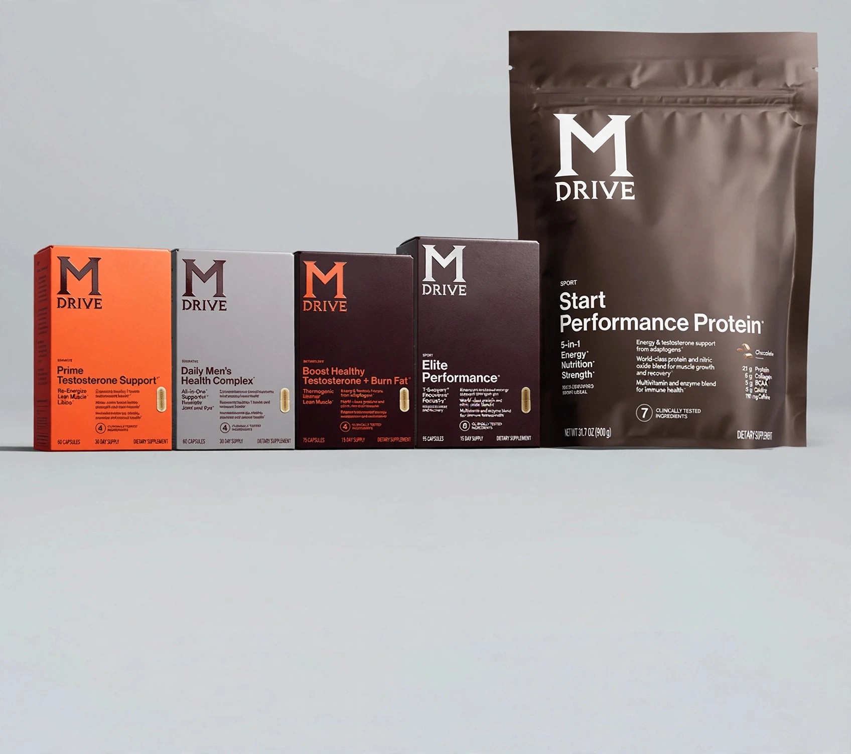 M Drive product lineup including Prime on neutral background.