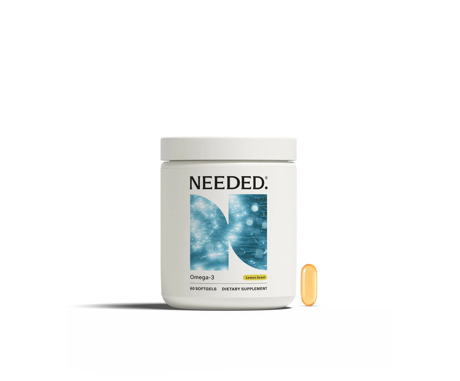 Needed Womens Omega 3 jar with single softgel.